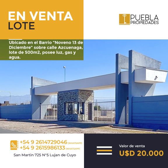 Lote en Venta en Maipu, Mendoza