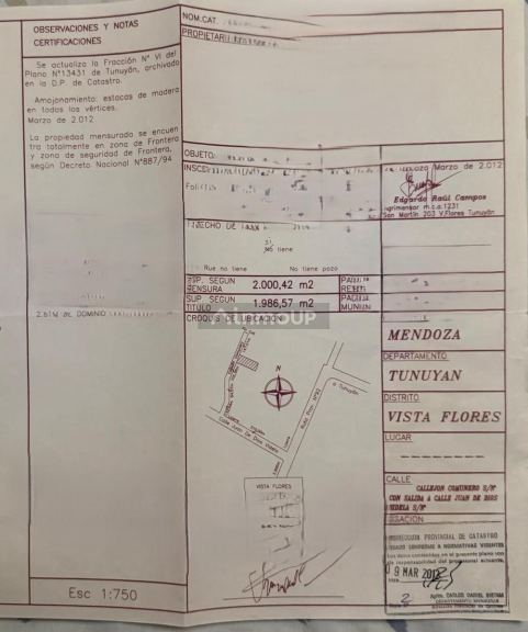 Terreno en Venta en Tunuyan, Mendoza
