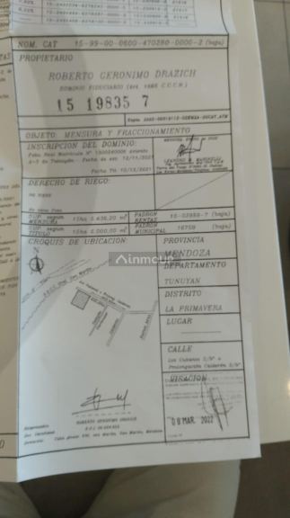 Lote en Venta en Tunuyan, Mendoza