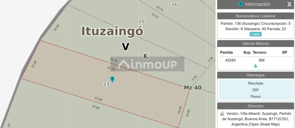 Terreno en Venta en Ituzaingo, G.B.A. Zona Oeste