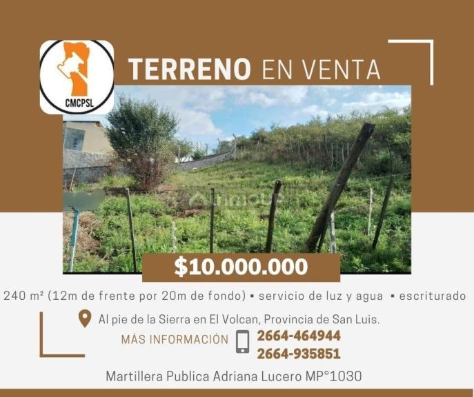 Terreno en Venta en El Volcan, San Luis