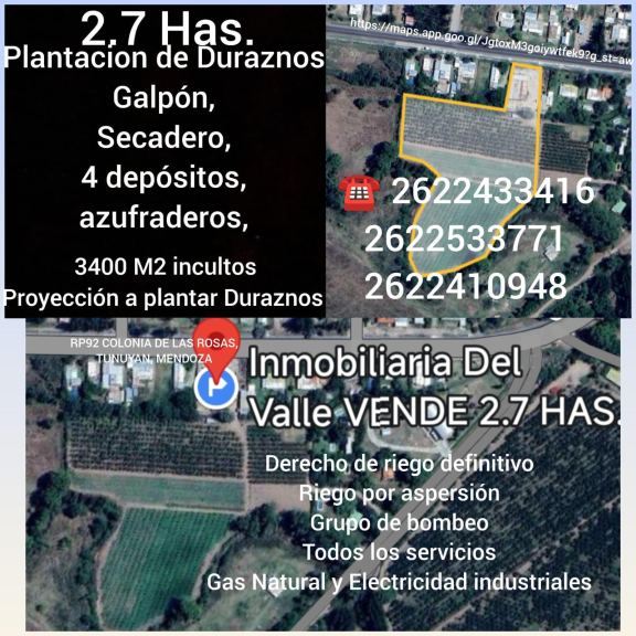 Terreno en Venta en Tunuyan, Mendoza