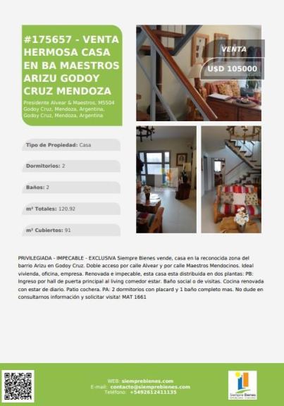 Casa en Venta en Godoy Cruz, Mendoza