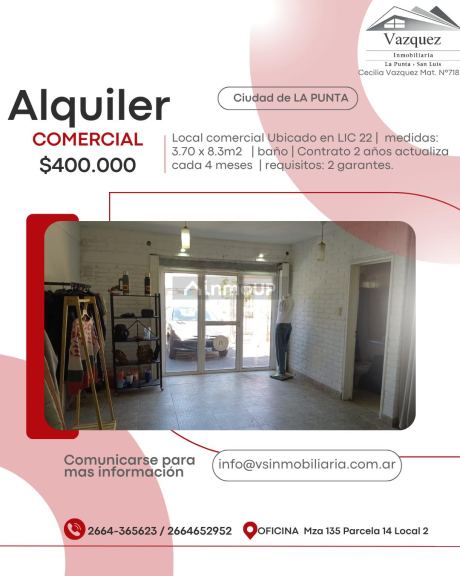 Local Comercial en Alquiler en La Punta, San Luis